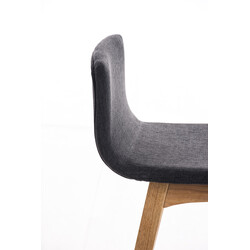 Elegant polstret barstol til køkken med buet træramme og fodstøtte