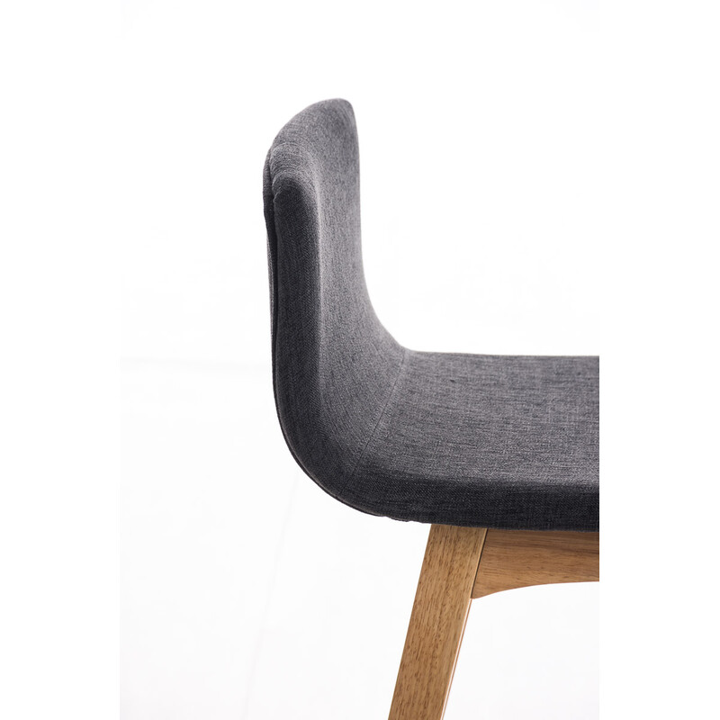 Elegant polstret barstol til køkken med buet træramme og fodstøtte