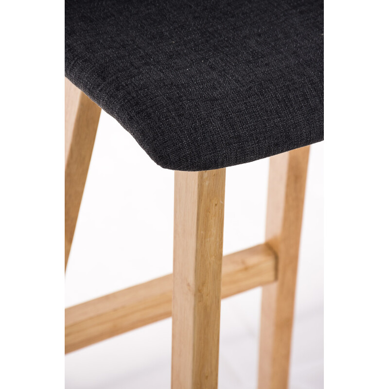 Elegant polstret barstol til køkken med buet træramme og fodstøtte