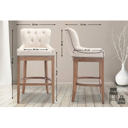 Lakewood barstol med stofbetræk høj ryg og gummitræ ramme