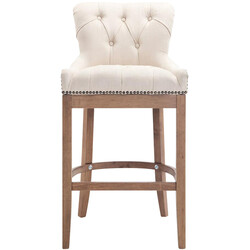 Lakewood barstol med stofbetræk høj ryg og gummitræ ramme