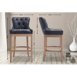 Lakewood barstol med ægte læder bøgetræ ramme høj ryglæn polstret