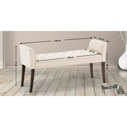 Stilfuld lænestol med tuftet stofbetræk gummitræben 108 cm bred