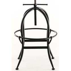 Industriel justerbar barstol med træsidde metalramme og rund fodstøtte