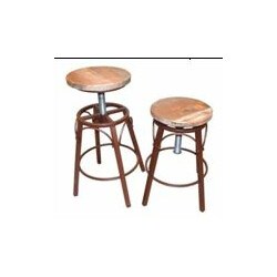 Beam justerbar roterende barstol i industrielt design med træsidde