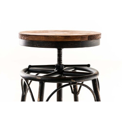 Beam justerbar roterende barstol i industrielt design med træsidde