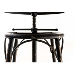 Beam justerbar roterende barstol i industrielt design med træsidde