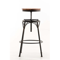 Beam justerbar roterende barstol i industrielt design med træsidde