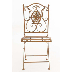 Sammenklappelig jern have stol Sibell med antikpatina og høj rygstøtte