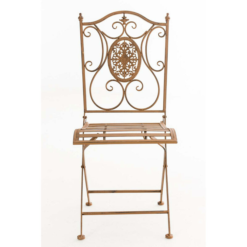 Sammenklappelig jern have stol Sibell med antikpatina og høj rygstøtte