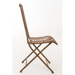 Sammenklappelig jern have stol Sibell med antikpatina og høj rygstøtte