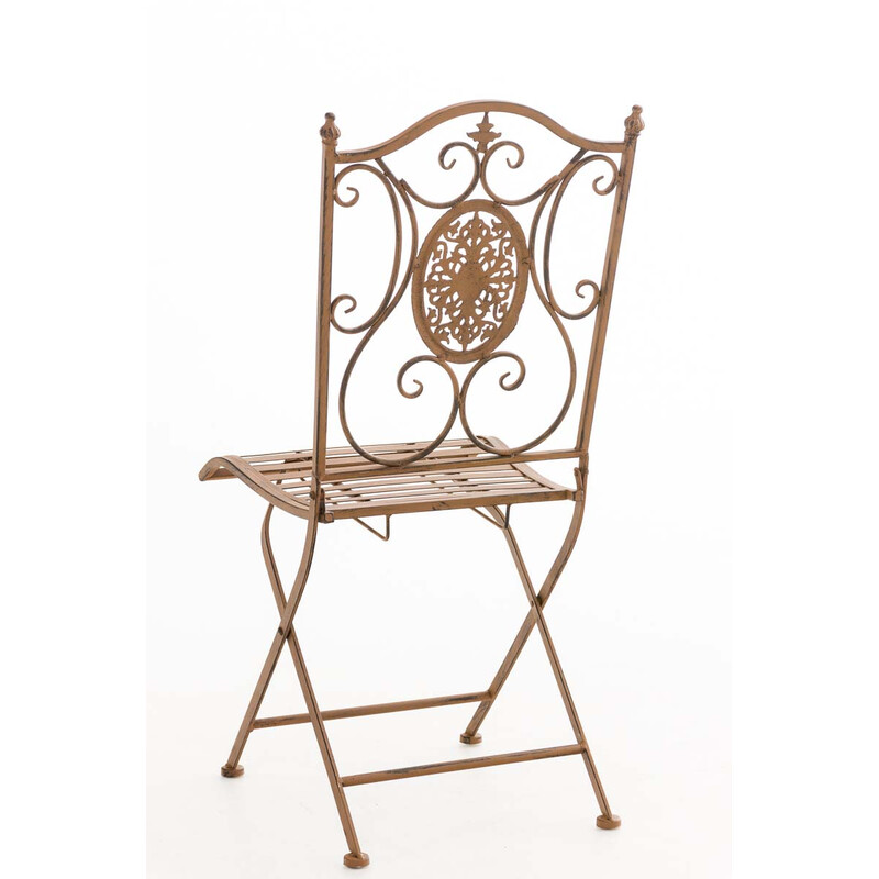 Sammenklappelig jern have stol Sibell med antikpatina og høj rygstøtte