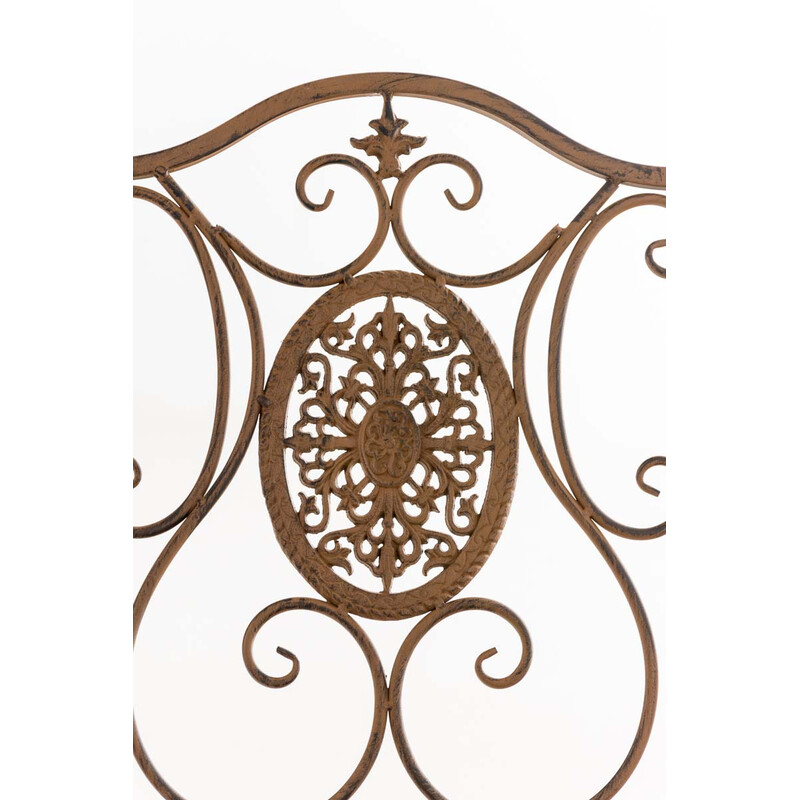 Sammenklappelig jern have stol Sibell med antikpatina og høj rygstøtte