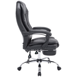 Klassisk kontorstol med justerbar fodstøtte kunstlæder kromramme