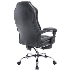 Klassisk kontorstol med justerbar fodstøtte kunstlæder kromramme