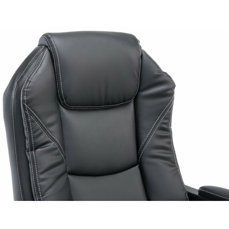 Klassisk kontorstol med justerbar fodstøtte kunstlæder kromramme