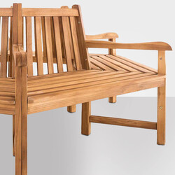 Teak havebænk 360 grader med armlæn til skyggefuld siddeplads