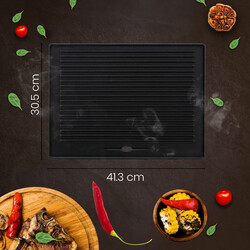 Vendbar støbejern grillplade til kul gas el og ovn 1,5 cm