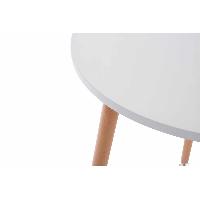 Rund tredelt sidebord med massiv træben og lamineret bordplade 60 cm