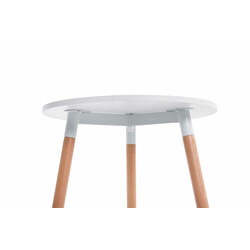 Rund tredelt sidebord med massiv træben og lamineret bordplade 60 cm