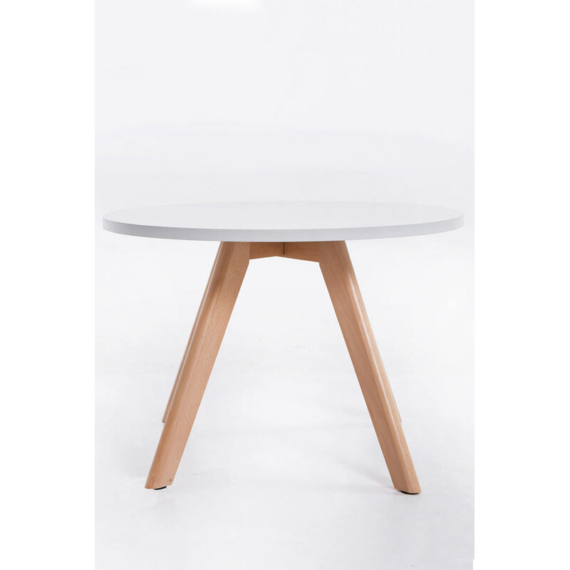 Rund hvid sofabord med træben kompakt 60 cm