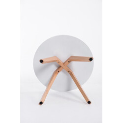 Rund hvid sofabord med træben kompakt 60 cm