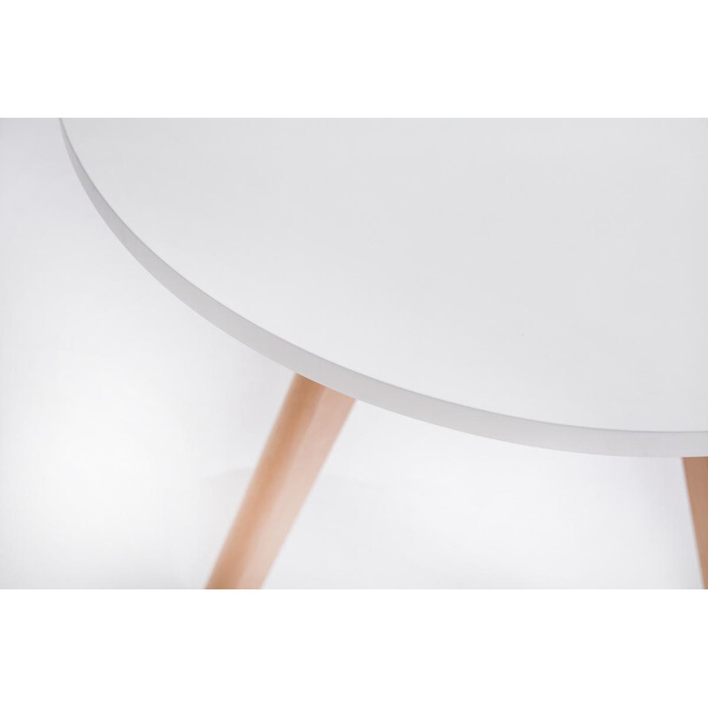 Rund hvid sofabord med træben kompakt 60 cm