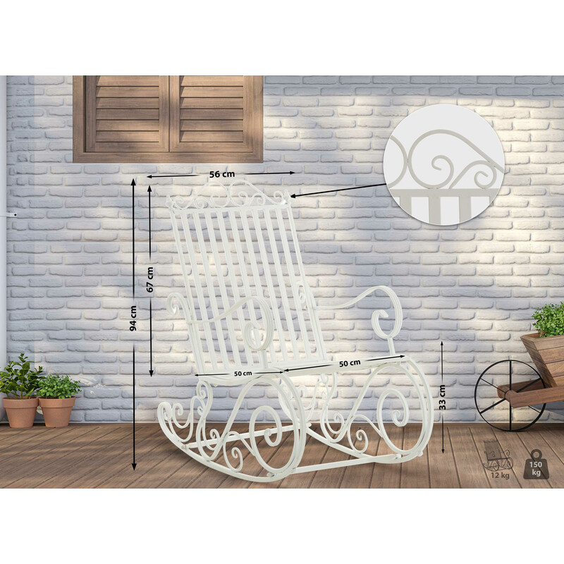 Antik stil gyngestol til indendørs og udendørs brug vejrbestandig jernkonstruktion