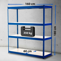 Robust justerbar metalhylde 160x180x60 cm 350 kg