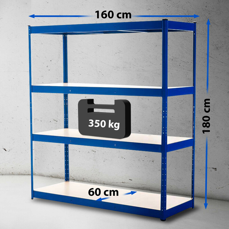 Robust justerbar metalhylde 160x180x60 cm 350 kg