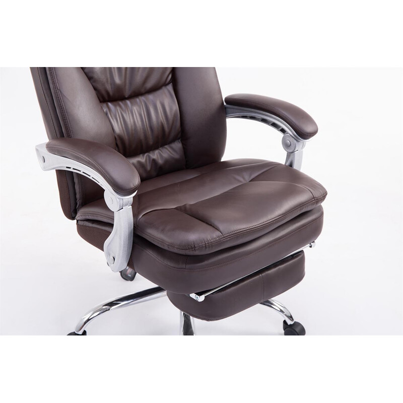 XL kontorstol til store personer med justerbar fodstøtte ryglæn og kromet ramme
