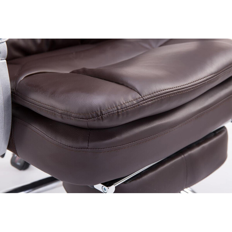 XL kontorstol til store personer med justerbar fodstøtte ryglæn og kromet ramme