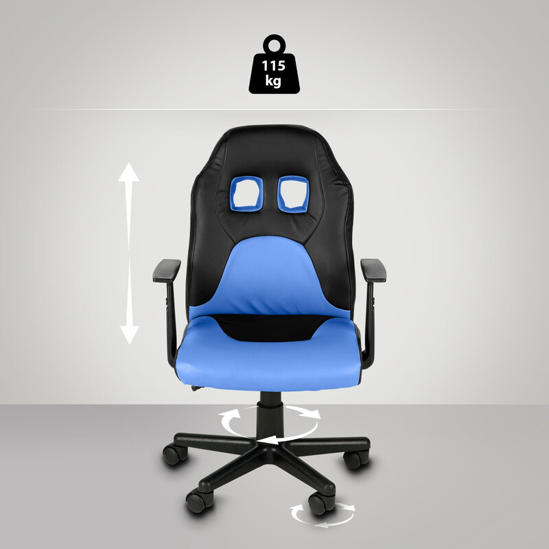 Justerbar ergonomisk børnestol i kunstlæder med fem hjul