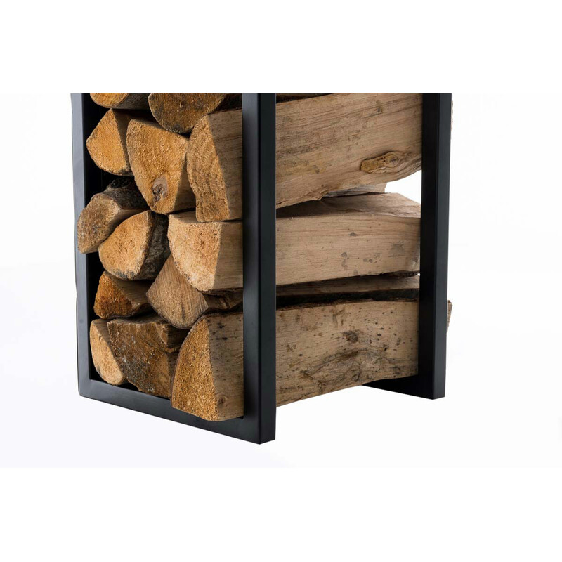 Elegant brændeholder i seks størrelser i mat hvid sort eller rustfrit stål