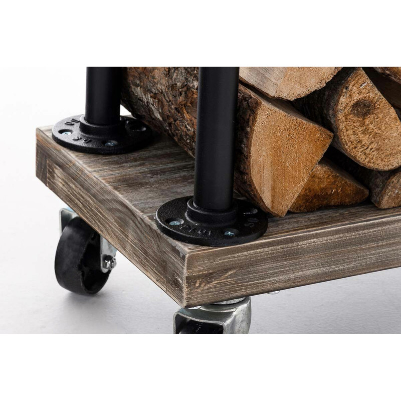 Elegant industrielt pejsestativ med hjul og træopbevaring