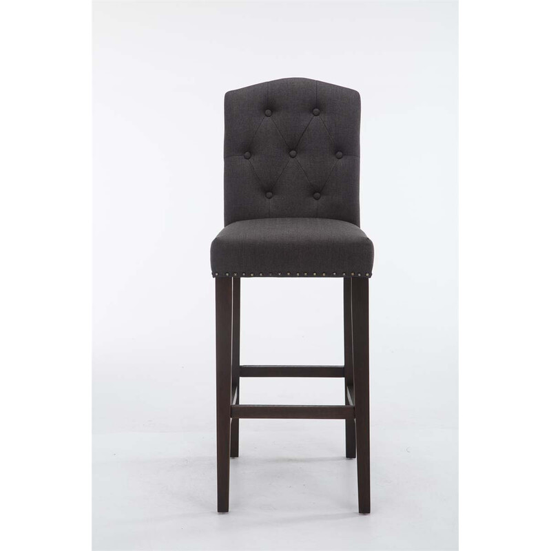 Louise kankainen baarijakkara stof barstol i gummitræ med høj rygstøtte