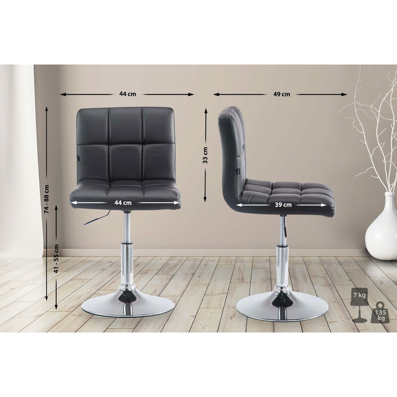 Elegant lænestol i kunstlæder med højdejustering 360° rotation og metalramme
