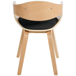 Moderne stofbetrukket besøgsstol med firebenet træramme og armlæn