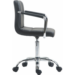 Moderne lavrygs kontorstol i kunstlæder med kromramme og justerbar sædehøjde
