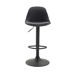 Justerbar kunstlæder barstol med metalramme og fodstøtte