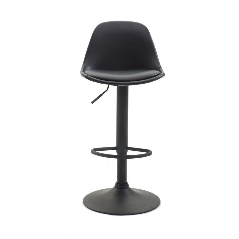 Justerbar kunstlæder barstol med metalramme og fodstøtte