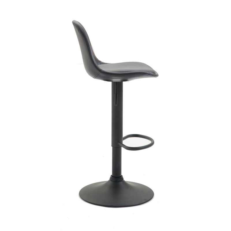 Justerbar kunstlæder barstol med metalramme og fodstøtte