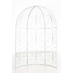 Halvpavillon i jern med bænk pulverlakeret til klatreplanter