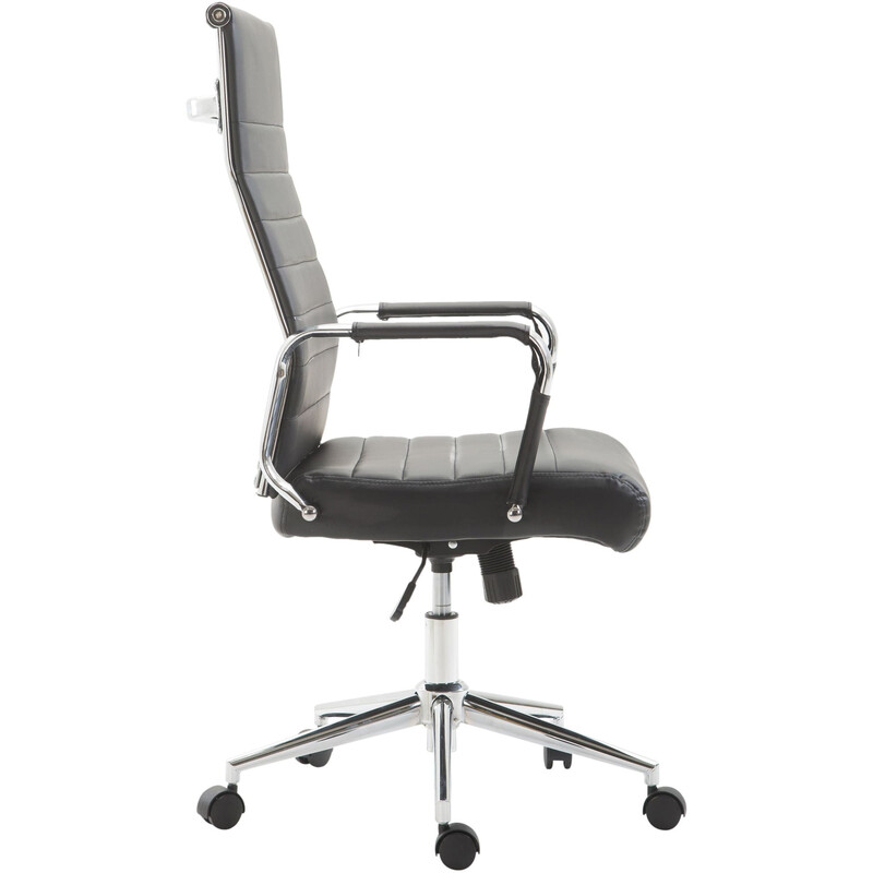 Ergonomisk kontorstol i kunstlæder med justerbar højde rullemekanisme og metalramme