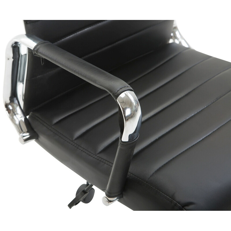 Ergonomisk kontorstol i kunstlæder med justerbar højde rullemekanisme og metalramme