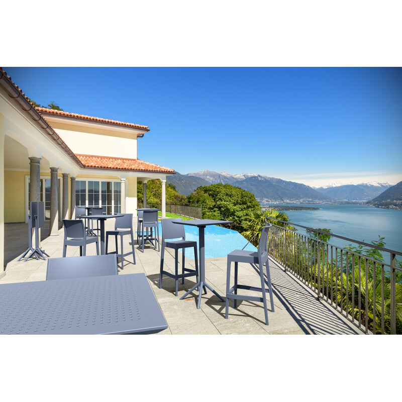 Maya barstol med høj ryg stabelbar udendørs 75 cm sædehøjde