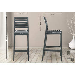 Ares stabelbar barstol indendørs udendørs glasfiberforstærket polypropylen