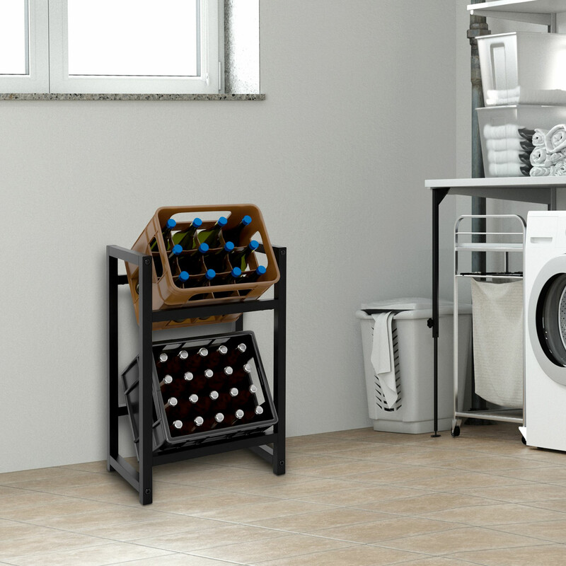 Elegant opbevaringsstativ til drikkekasser i rustfrit stål 2‑6 kasser