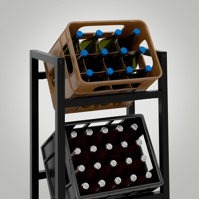 Elegant opbevaringsstativ til drikkekasser i rustfrit stål 2‑6 kasser