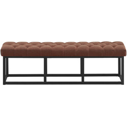 Amun-bænk med stofbetræk quiltet polstring mat sort metalramme 100‑150 cm